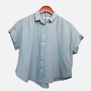 Madewell Sage Gauze Textured Button Up Womens Size M